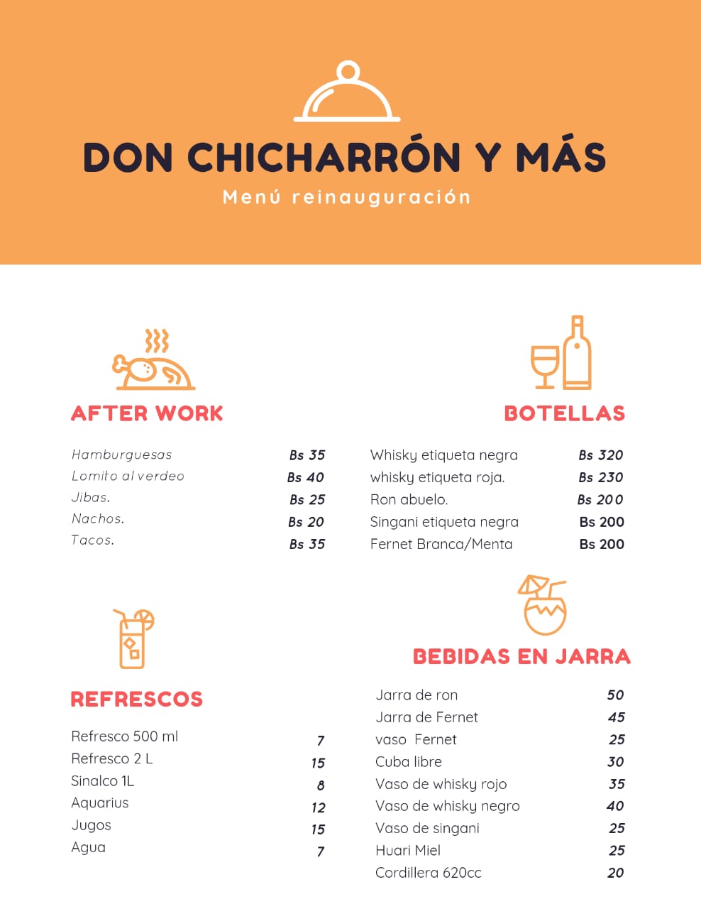 Carta de DON CHICHARRON Y + en LA PAZ, La Paz — página 1